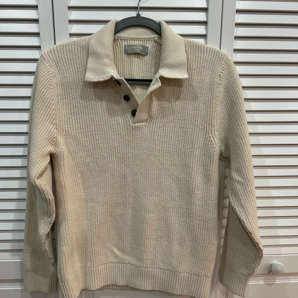 Unisex Everlane Cream Knit Sweater